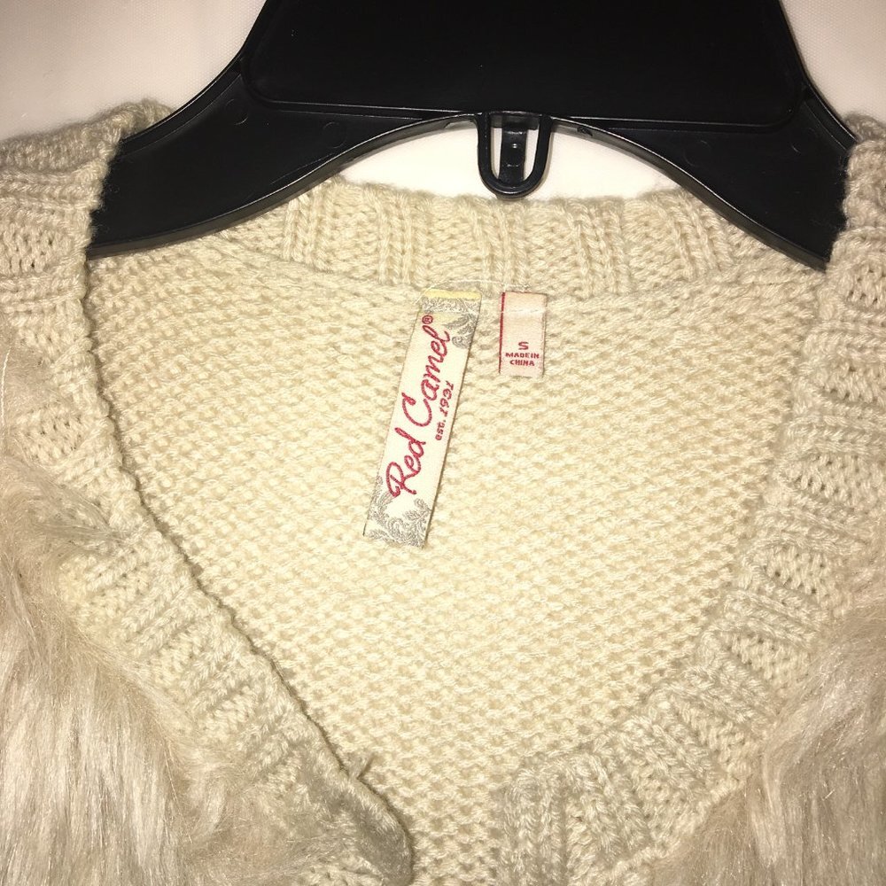 Red Camel Faux Fur Vest Small Cream/Off White - Picture 3 of 8